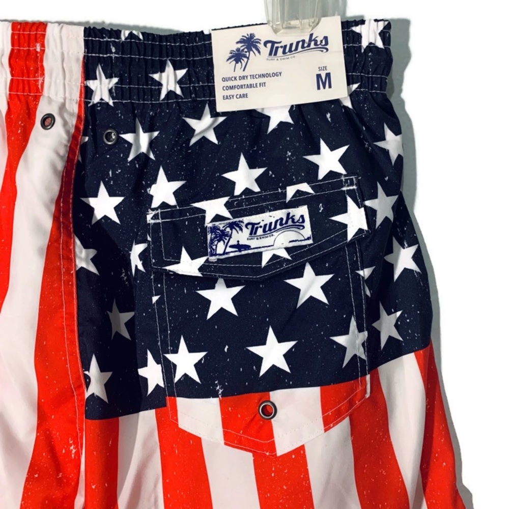 USA Flag Swim Trunks Men’s Medium Patriotic 4th Of July Beach Shorts NWT - Picture 9 of 14